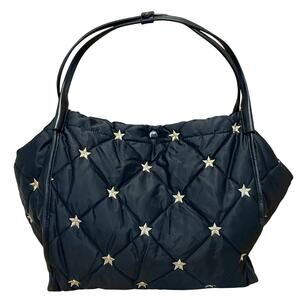 MZ Wallace Madison Black Quilter Star Weekender Shopper Tote Travel Handbag L
